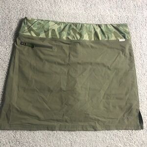 Skhoop Skort womens XL Olive Green Stretch lined pocket floral hike camp beach